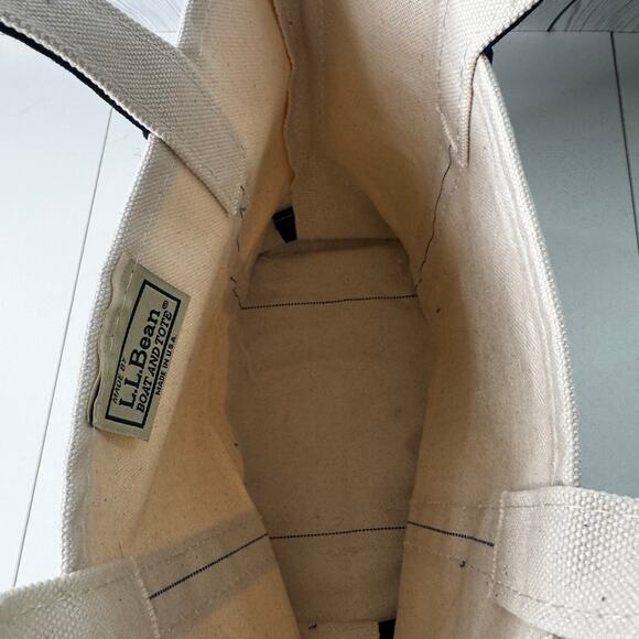 Vintage 1990s Mini Boat Tote Stiff Canvas Navy White Clean USA 1990s Tag - Picture 4 of 11